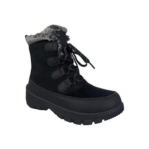 Chunky Black Faux Fur Lined Winter Snow Boots Lace Up Waterproof NWOT Size 7